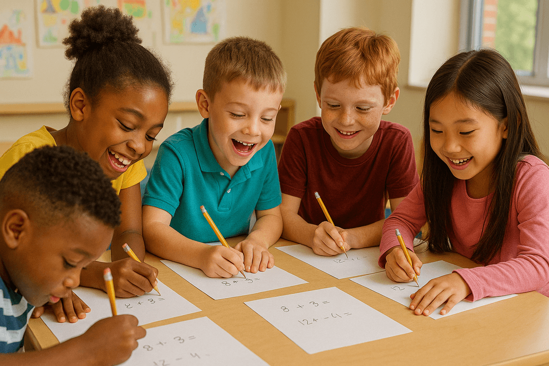 Children learning math through play at Arithland